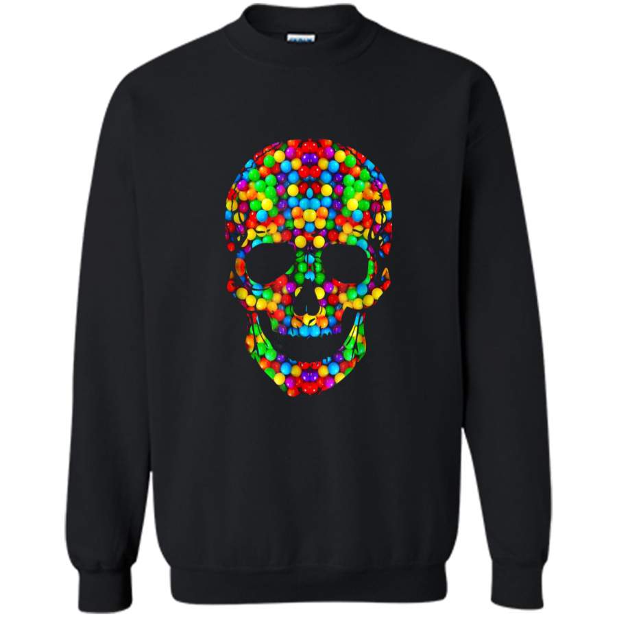 Candy Skull Sugar  Day Of The Dead Printed Crewneck Pullover Sweatshirt