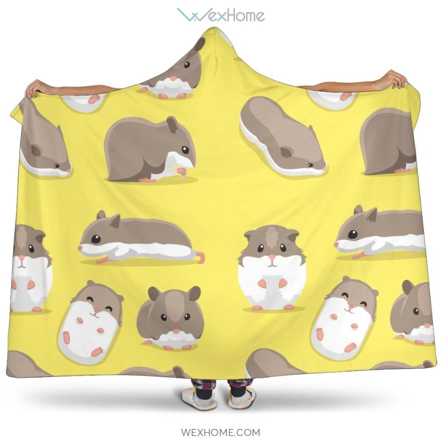 Cute Hamster Pattern Hooded Blanket