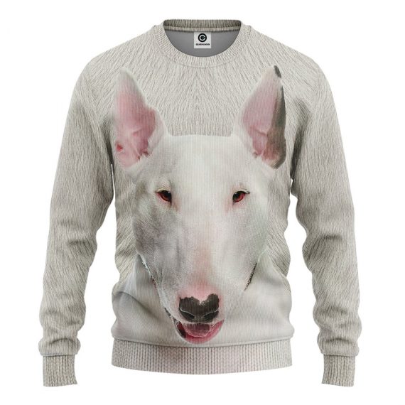 3D Bull Terrier Dog Front And Back All Over Print Unisex Sweatshirt For Dog Lovers