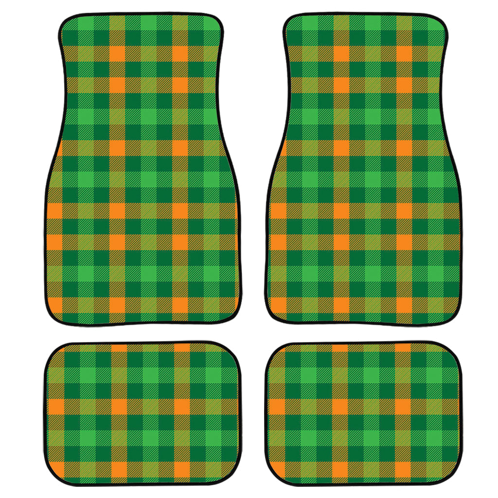 St. Patrick’S Day Buffalo Check Print Front And Back Car Floor Mats, Front Car Mat