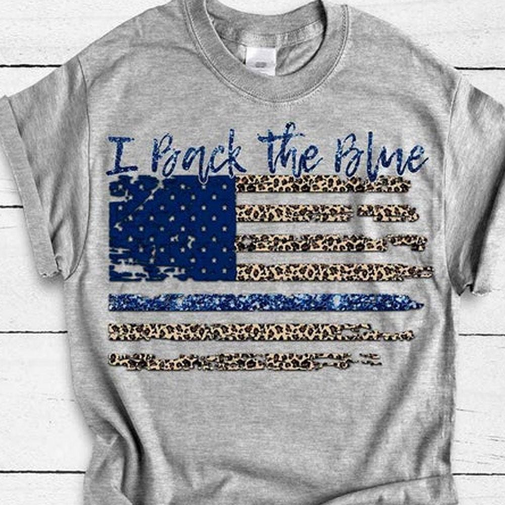 Back The Blue Police T Shirt, Leopard Thin Blue Line Shirts, Police Shirts