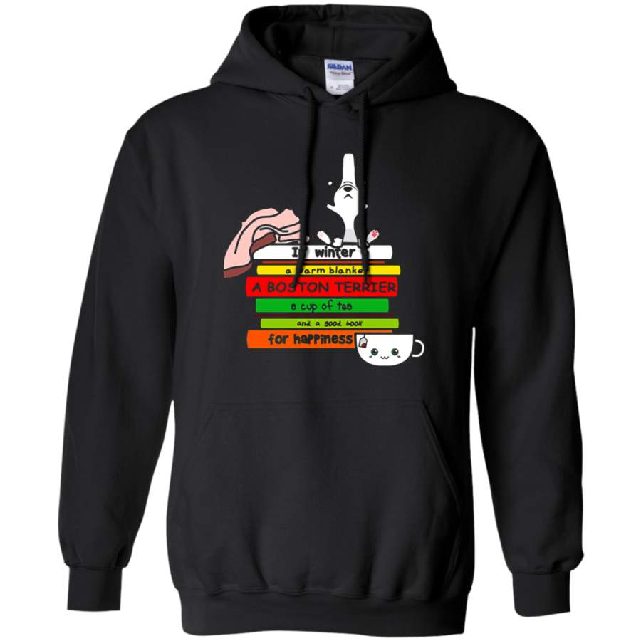 AGR In Winter A Boston Terrier Book And Tea For Happiness Hoodie