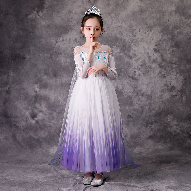 Snow Queen 2 White Girls Elsa Dress Halloween Costume Child Christmas Children Gowns Infant Chrismas Kids Holiday Dress alx