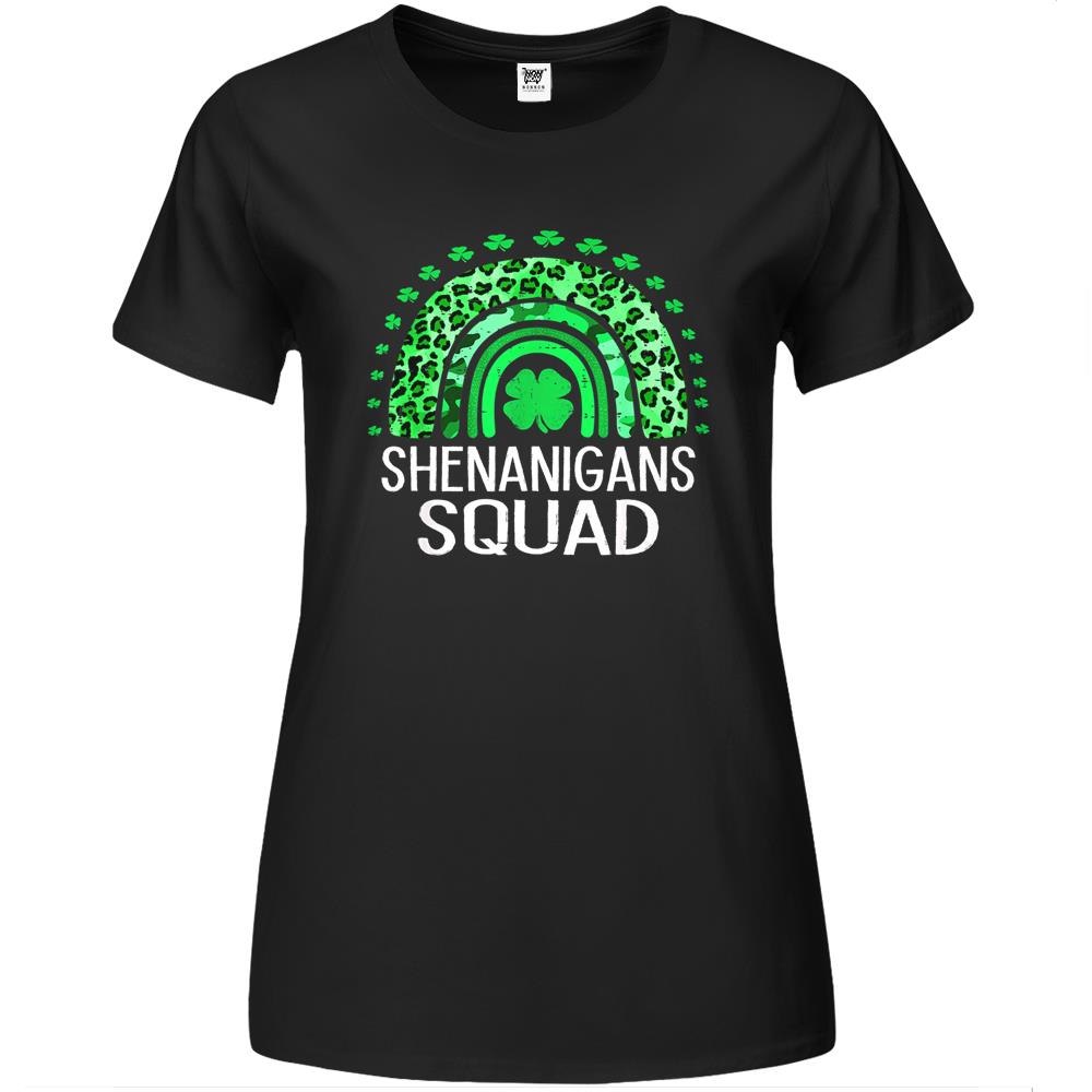 Shenanigans Squad Funny St Patricks Day Costume Rainbow Gift Premium Womens T Shirts