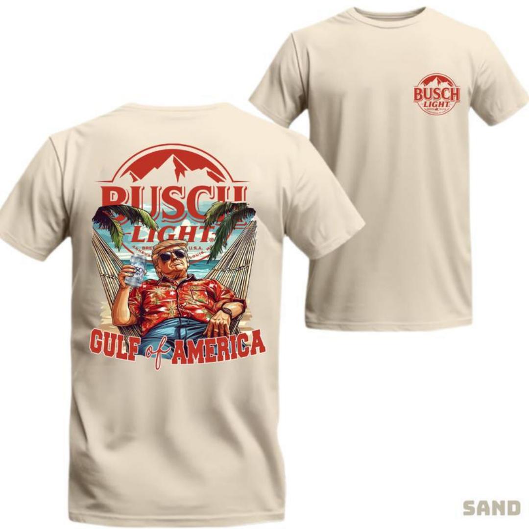 2Side Busch Inspired Gulf of America Shirt, Summer Relax Graphic Tee, Classic Cotton Top for Men and Women, Vintage 4th of July Unisex Outfit, Cool Print