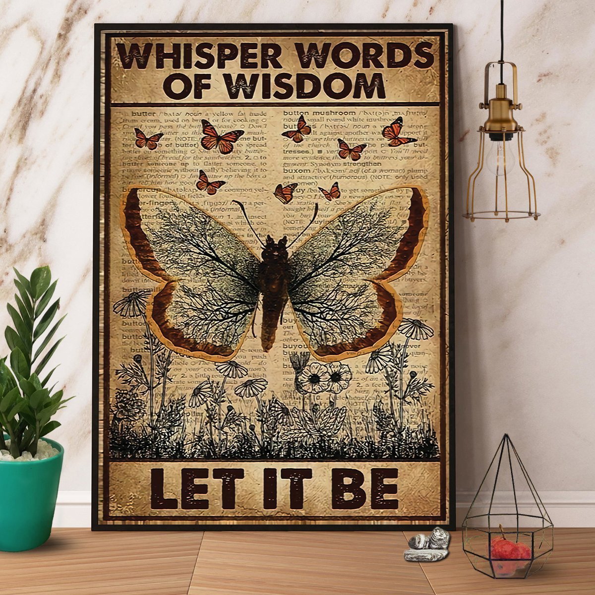 Whisper Words Of Wisdom Let It Be Butterfly Vintage Poster No Frame