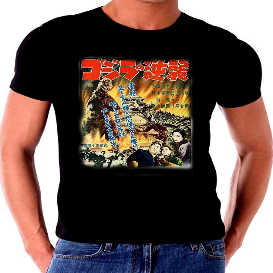 Fashion Personality Pattern Cotton Men’S T-Shirt Godzilla Japanese Poster T Shirt Mens Funny Tshirts