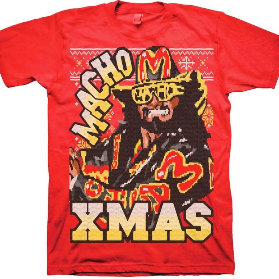 Xmas Macho Man Faux Ugly Sweater T-Shirt