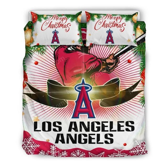 Merry Christmas Los Angeles Angels Baseball Sport 2 Bedding Set