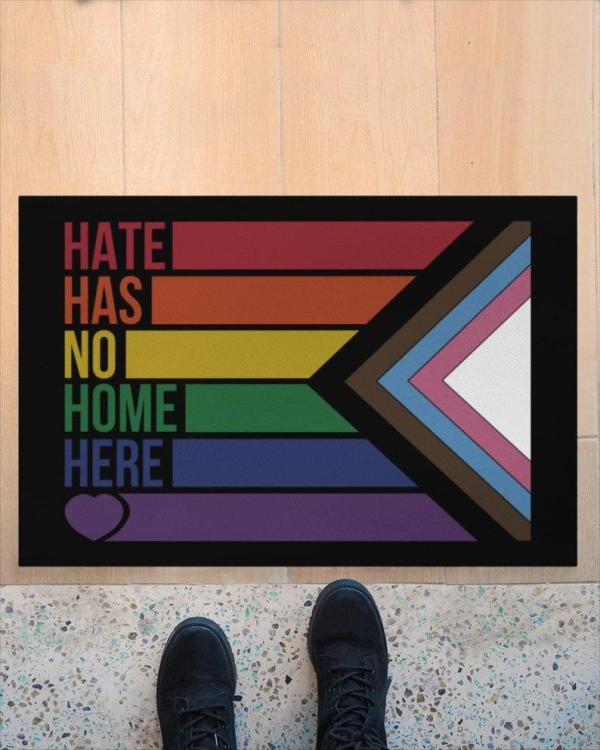 Hate Has No Home Here Doormat / Rainbow Rug / Trans Pride Gift/Outdoor Doormat / Lgbt Rug