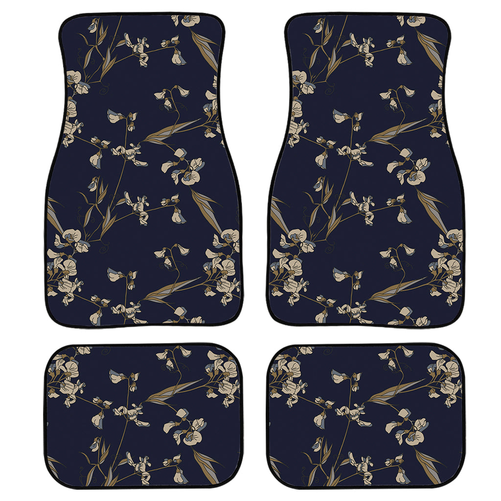 Vintage Sweet Pea Pattern Print Front And Back Car Floor Mats, Front Car Mat