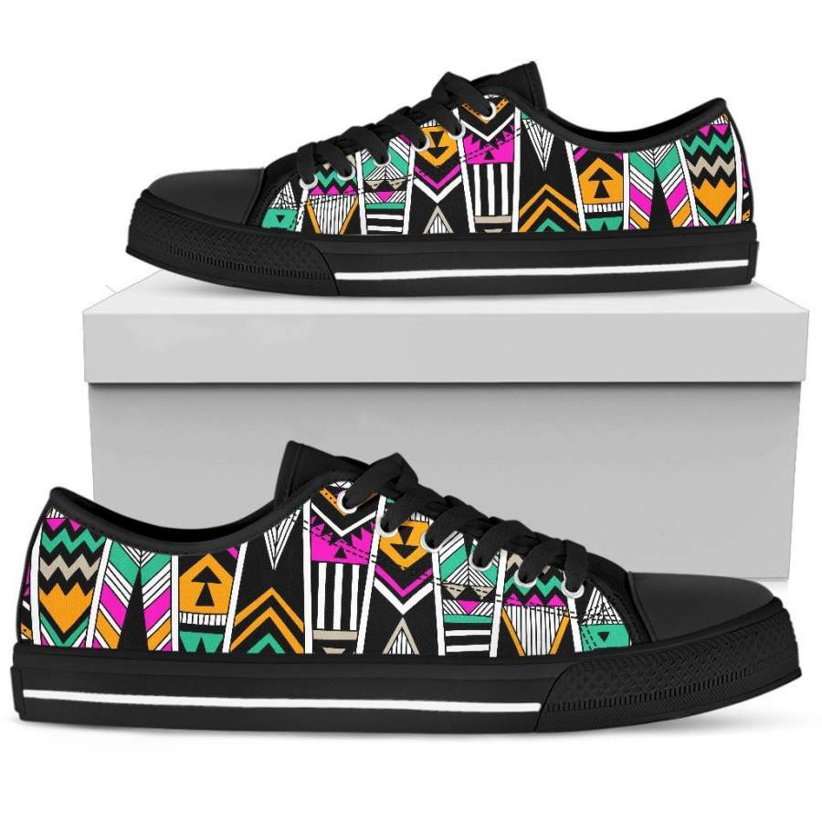 Vintage Tribal Aztec Pattern Print Women’s Low Top Shoes