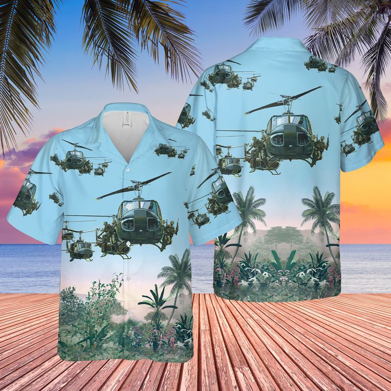 Us Army Bell Huey Short Sleeve Hawaii Shirt For Men Ha76490