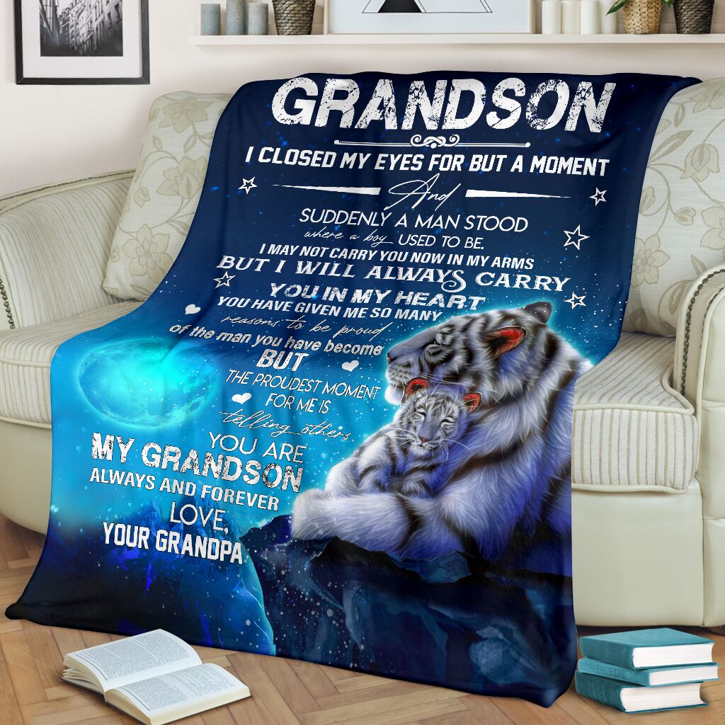 Tigers Blanket Gift for Birthday – Grandpa’s Gifts for Grandson Blanket Quilting