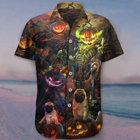 Pug Pumpkin King Halloween Hawaii Lover Hawaii Aloha Shirt For Dog Ha78625