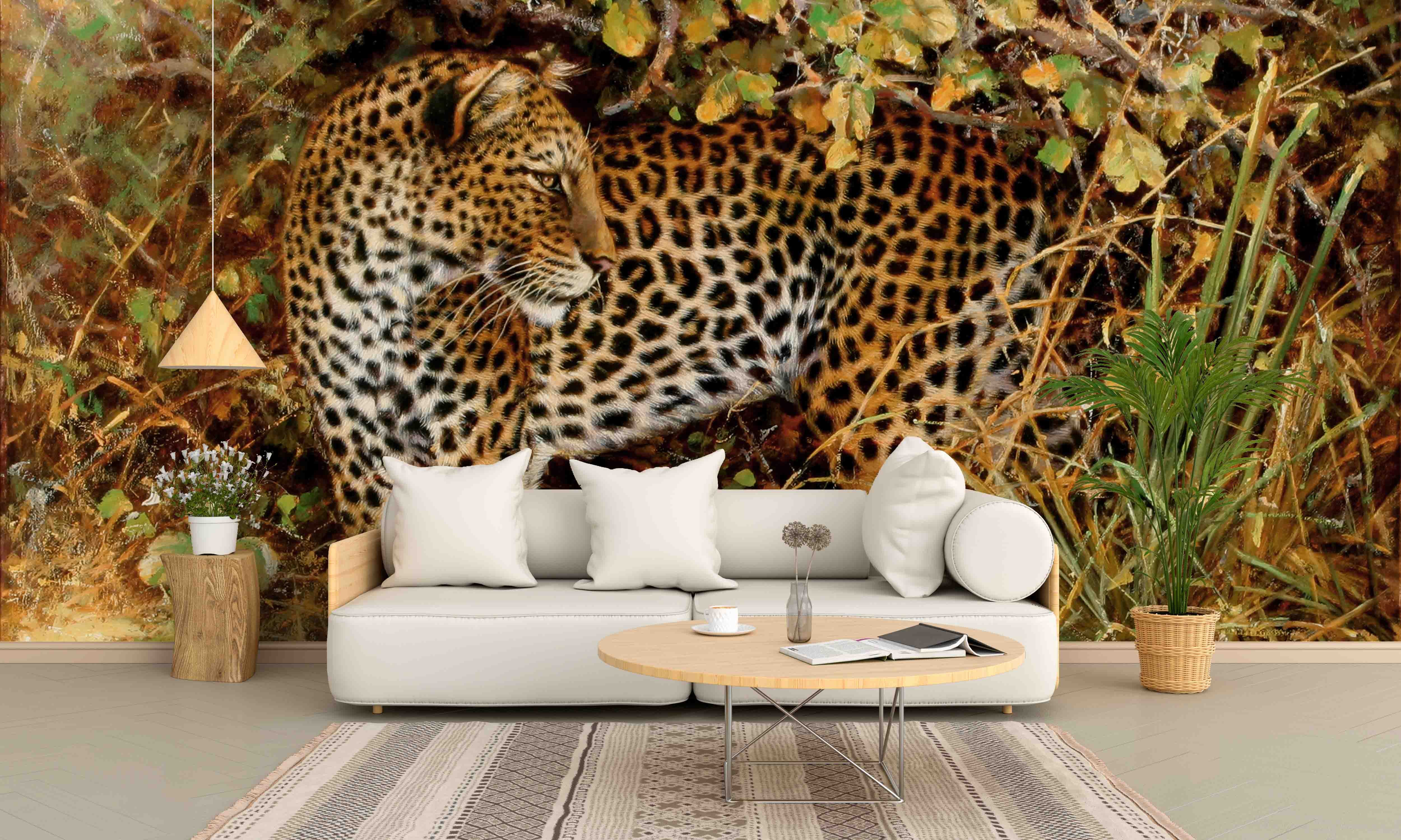 3D Realistic Grassland Leopard Animal Wall Mural Wallpaper Lxl 1626