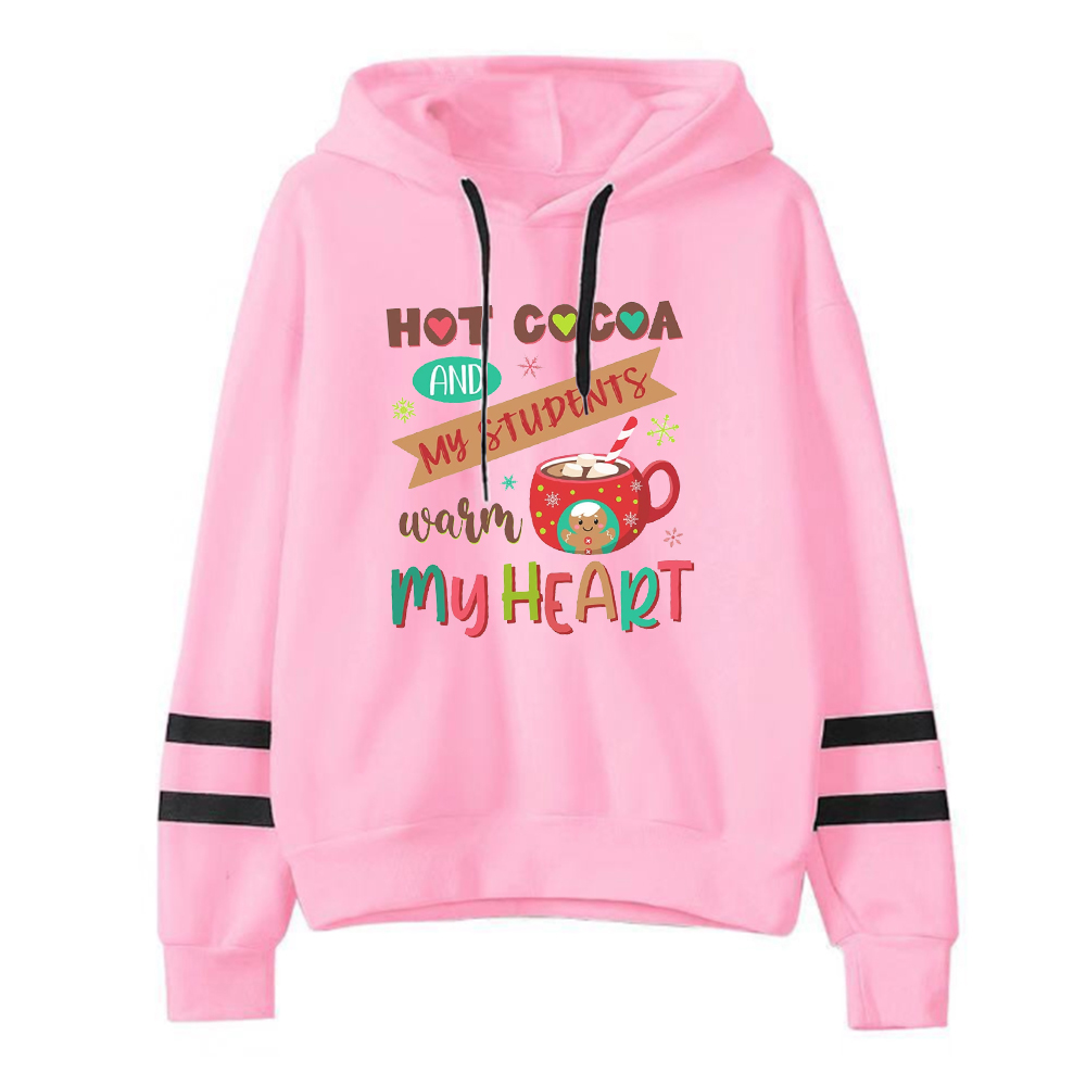 Teacher Christmas Hoodie Cute Teacher Hot Chocolate Sweatshirt Teacher Christmas Present My Students Warm My Heart Hoodies L alx