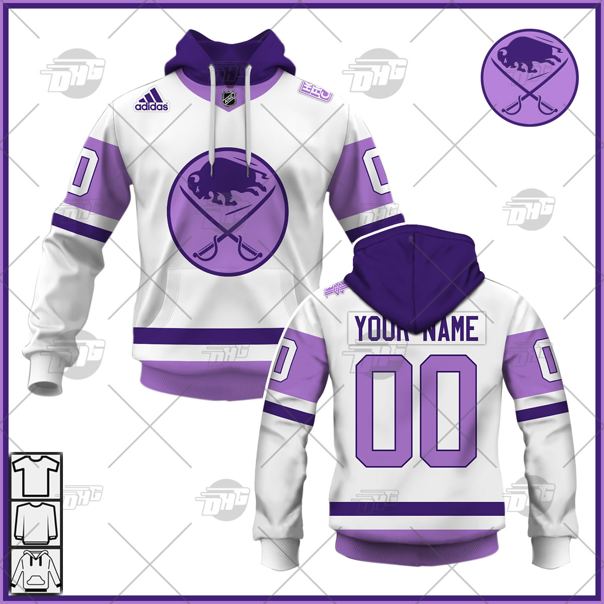 Personalized Jersey Buffalo Sabres Whitepurple Hockey Fights Primegreen Custom Jersey Personalize Hoodie