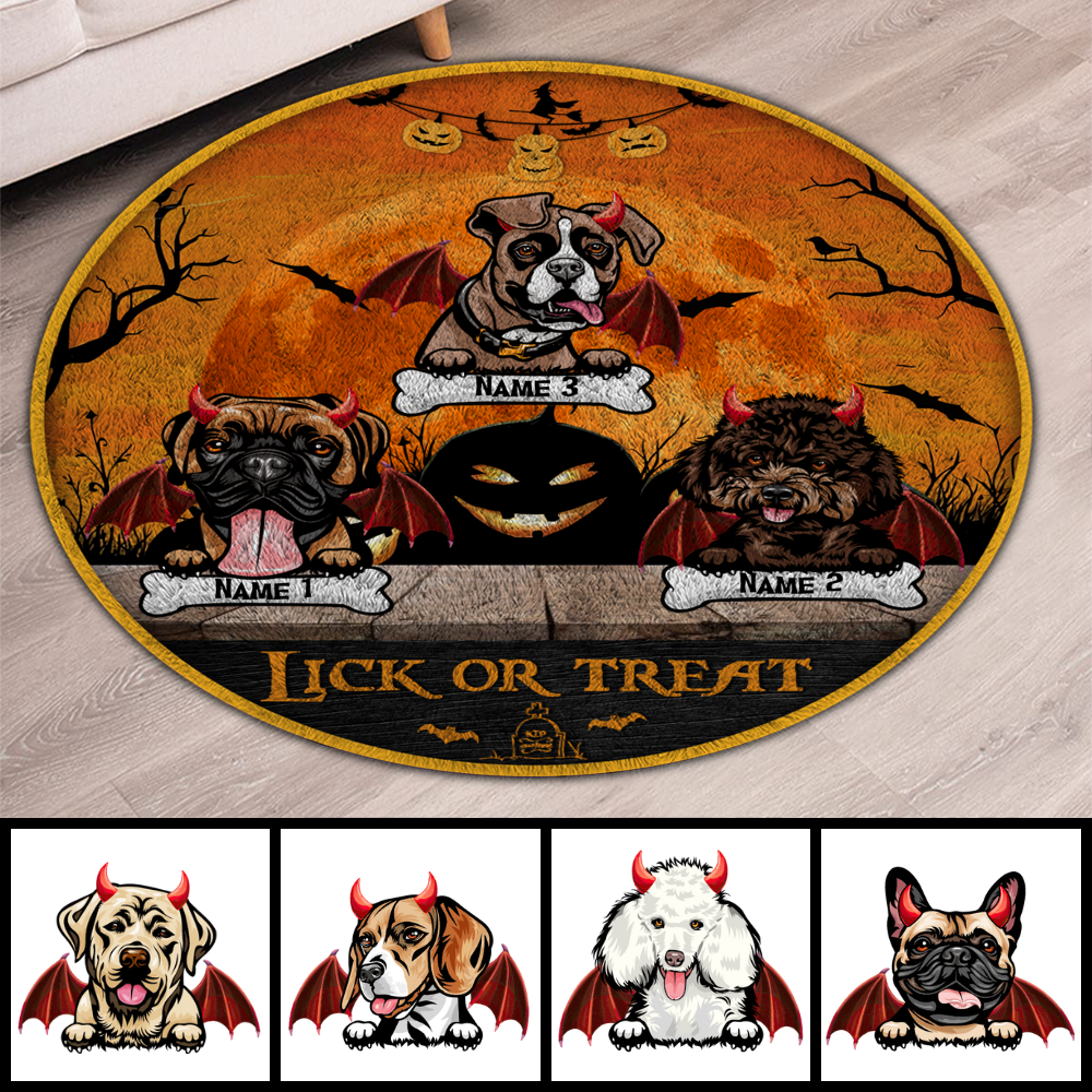 Crazy Dogs Live Here Halloween Personalized Round Rug Ru006