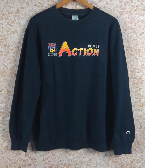 Vintage Champion 90S Shirt Athletic Apparel Beast Action Sweater Shirt