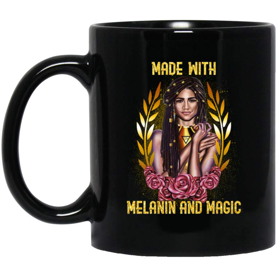 African American Coffee Mug Black Girl Made With Melanin And Magic 11oz – 15oz Black Mug