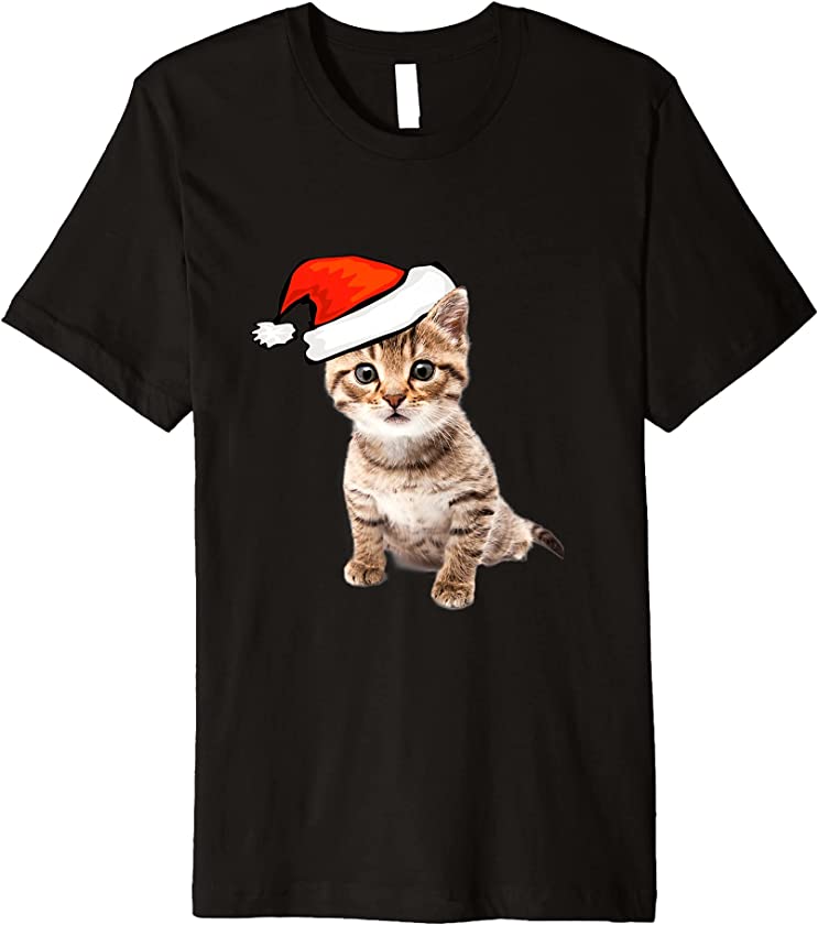 Christmas Kitten, Cat Wearing a Santa Hat, Holiday Shirt