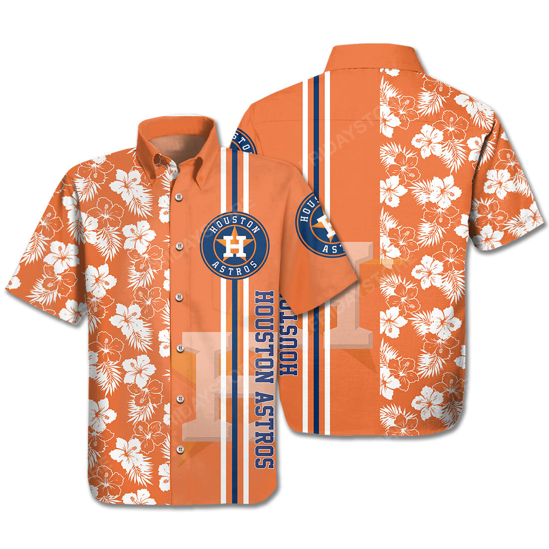 Houston Astros Hawaiian Shirt Houston Astros Logo Baseball Orange White Hawaii Aloha Shirt