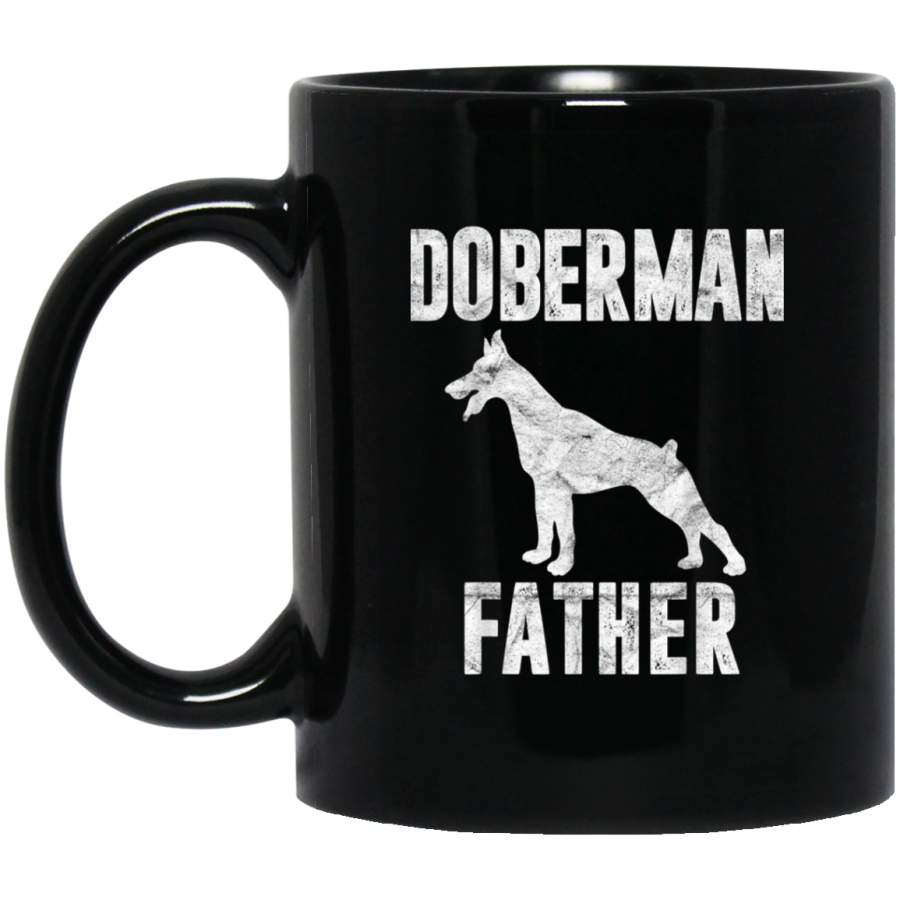 Vintage Doberman Dad Gift Dog Daddy Pinschers Dobie Father 11 oz 15 oz Mug Black