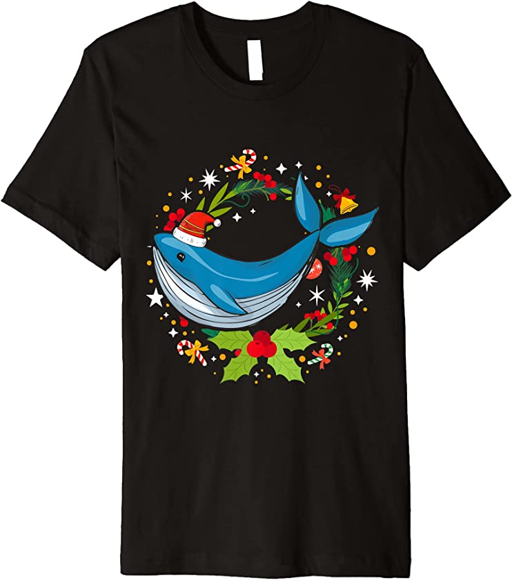 Whale Ugly Christmas Gingerbread Stocking Holly Gift Premium T-Shirt