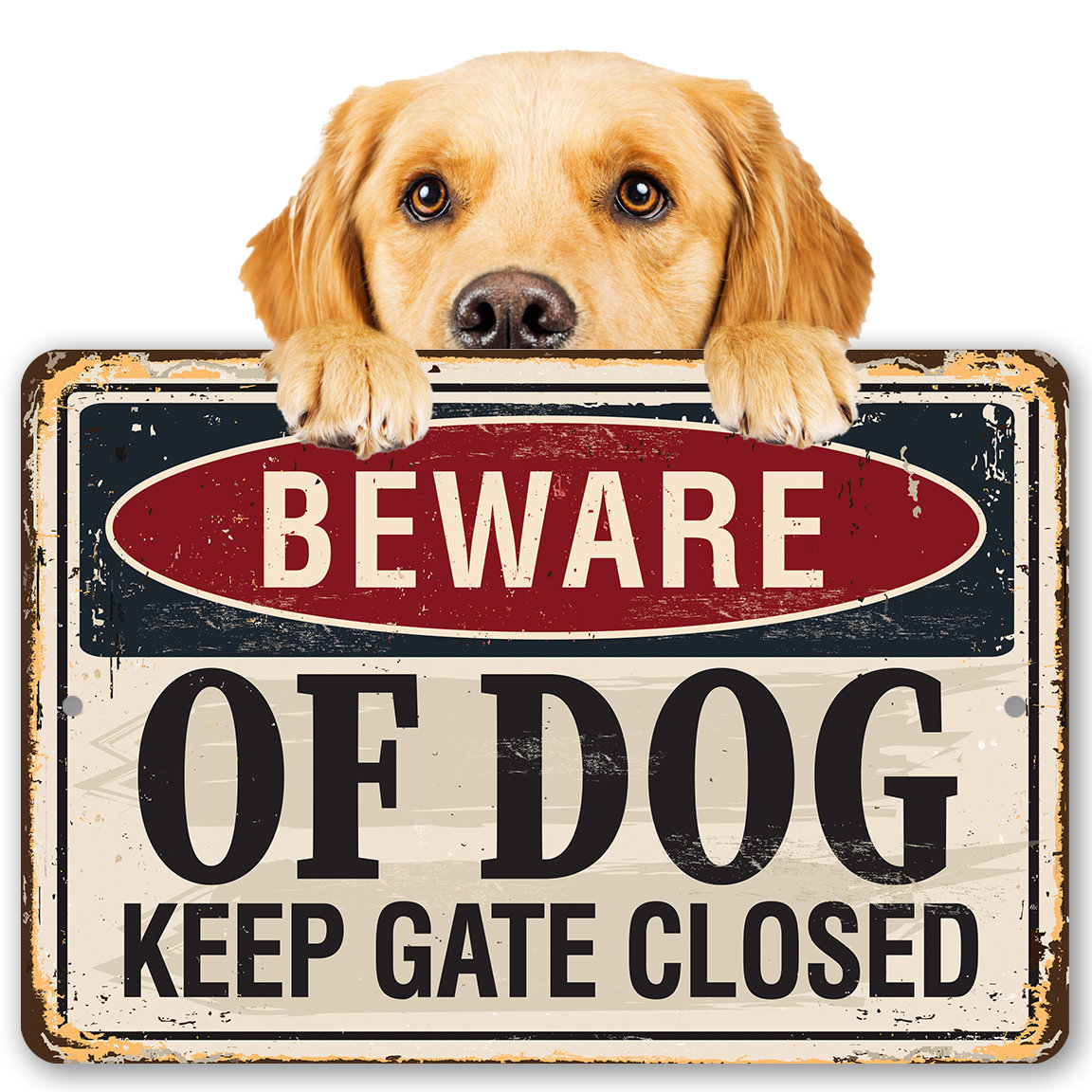 Beware of Dog Keep Gate Closed – 8″ x 12″ or 12″ x 18″ Aluminum Tin Awesome Metal Poster