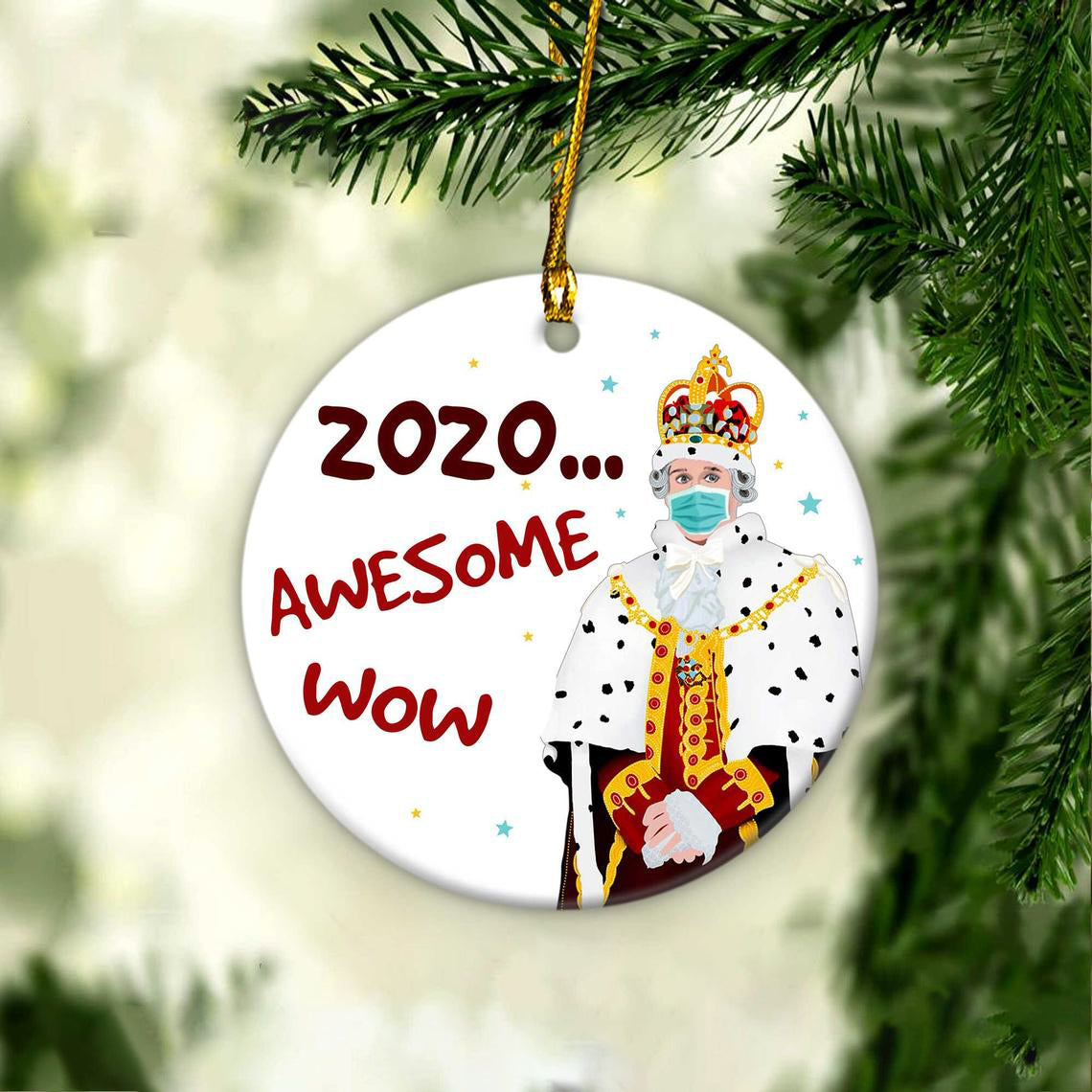 Merry Quarantine Christmas 2020 Awesome Wow Da Da Da Circle Ornament – Funny Hamilton King George Christmas Circle Ornament Keepsake