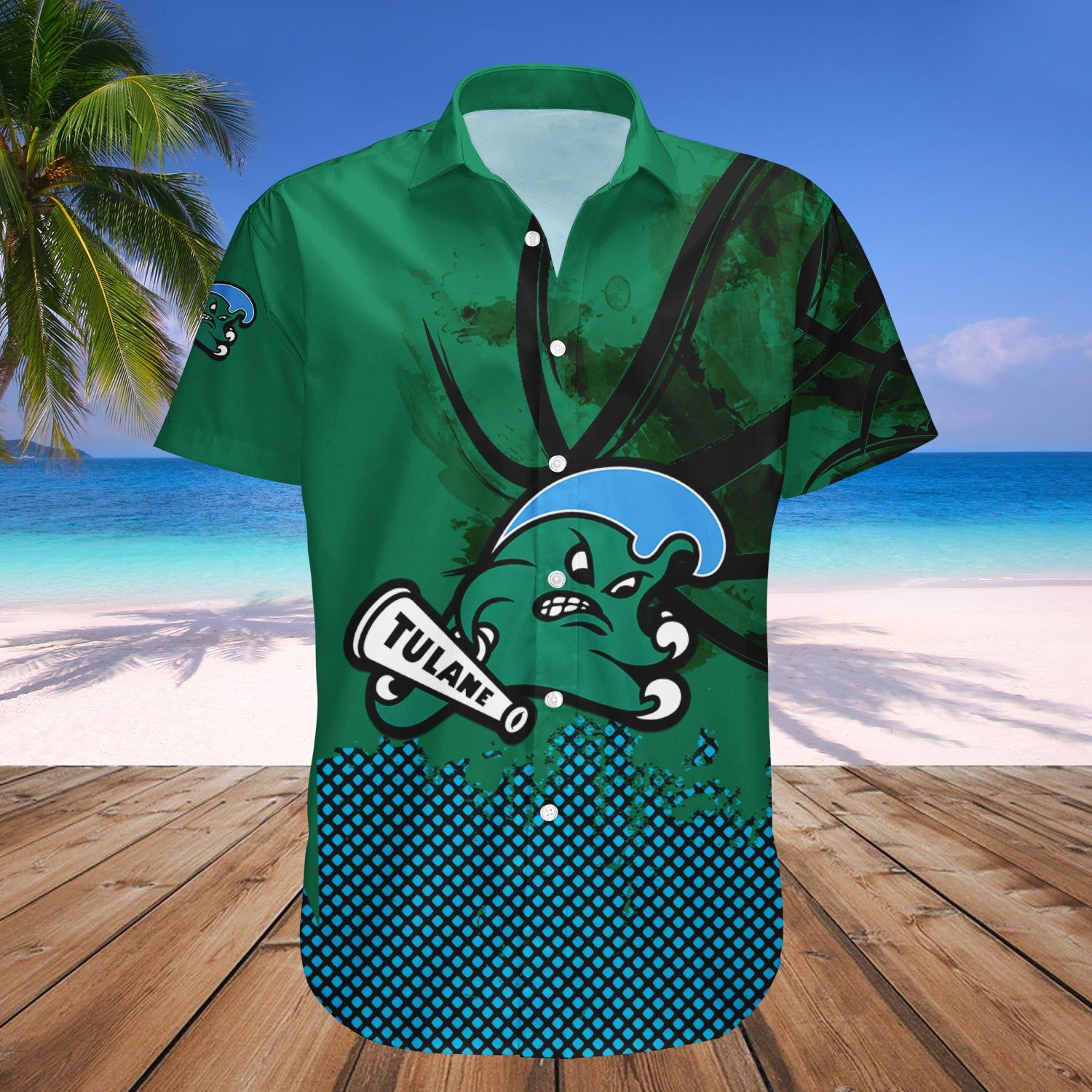 Tulane Green Wave Hawaii Shirt Basketball Net Grunge Pattern – NCCA