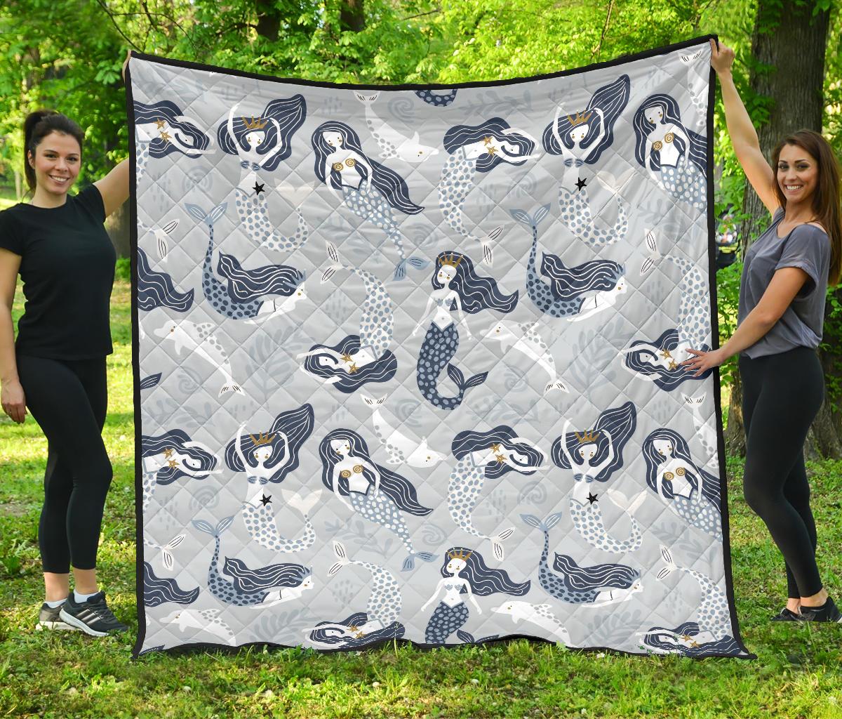 Mermaid Dolphin Pattern Premium Quilt