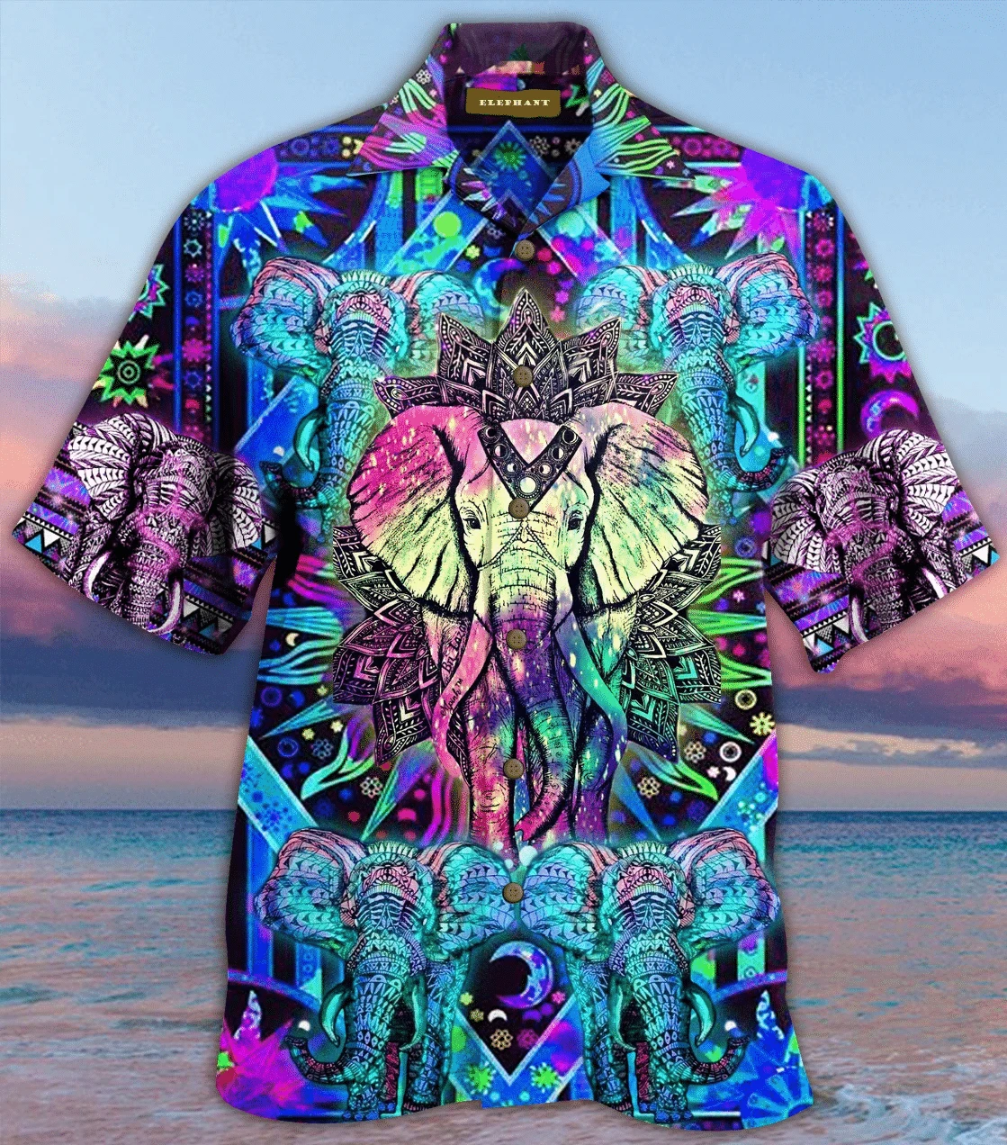 Hippie Mandala Elephant Hawaiian Shirt Pre12858