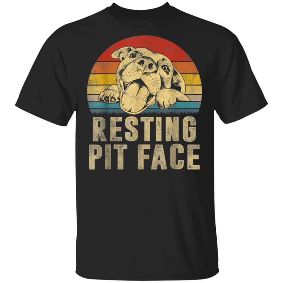 Dog Pitbull Resting Pit Face Vintage T-Shirt