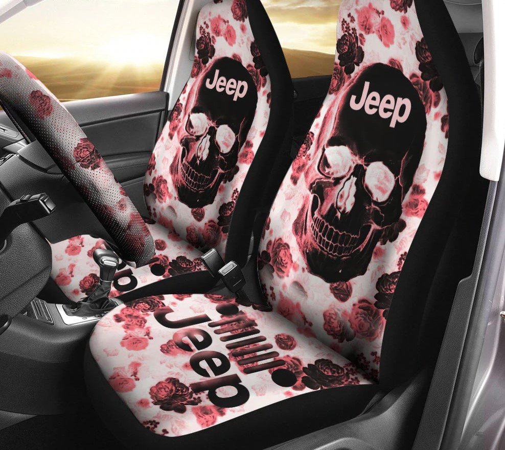 Jeep Skull Flowers Car Seat Cover