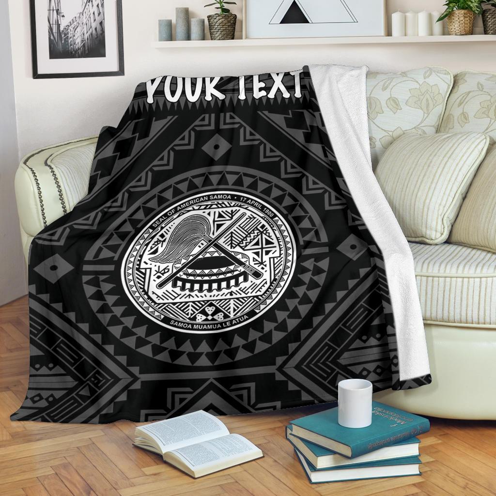 American Samoa Personalised Premium Blanket – Seal In Polynesian Tattoo Style ( Black)