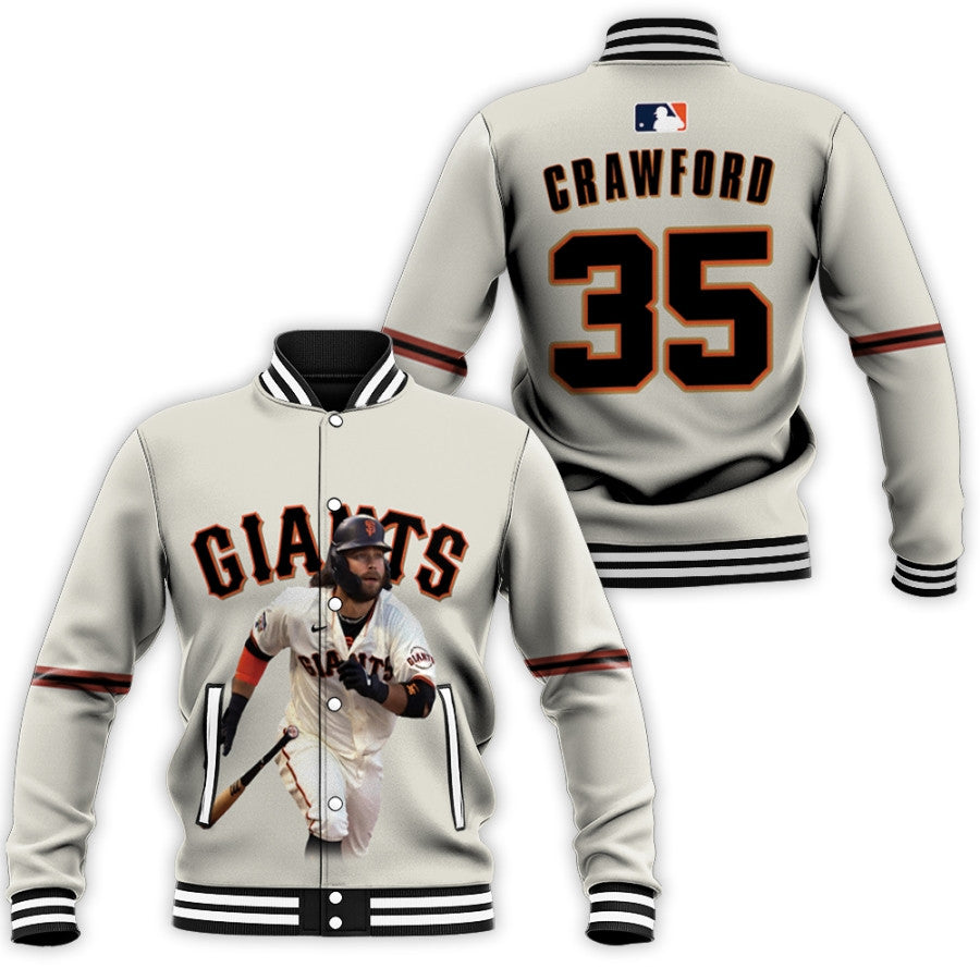 San Francisco Giants Brandon Crawford 25 White Baseball Jacket