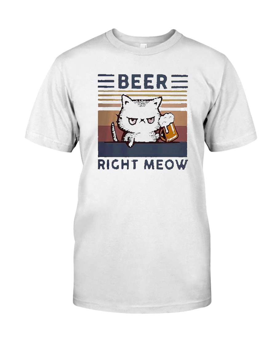 Cat Beer Right Meow Vintage T shirt