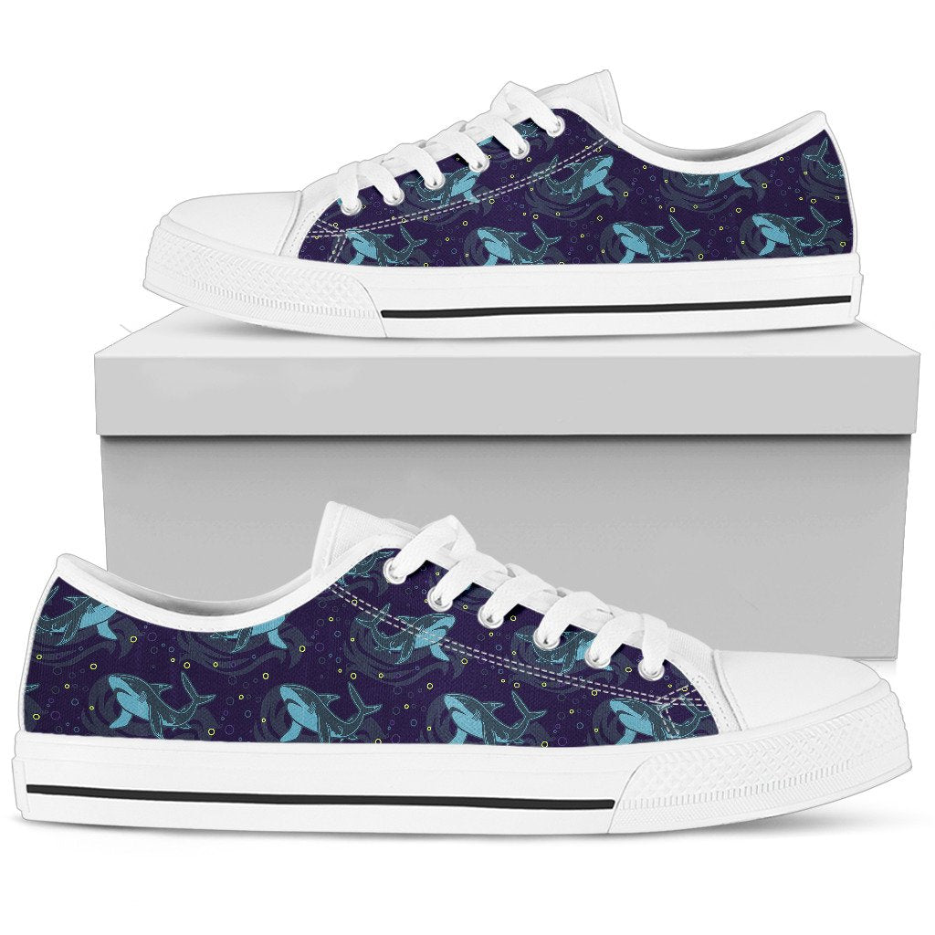 Shark Themed Print Women Low Top Shoes