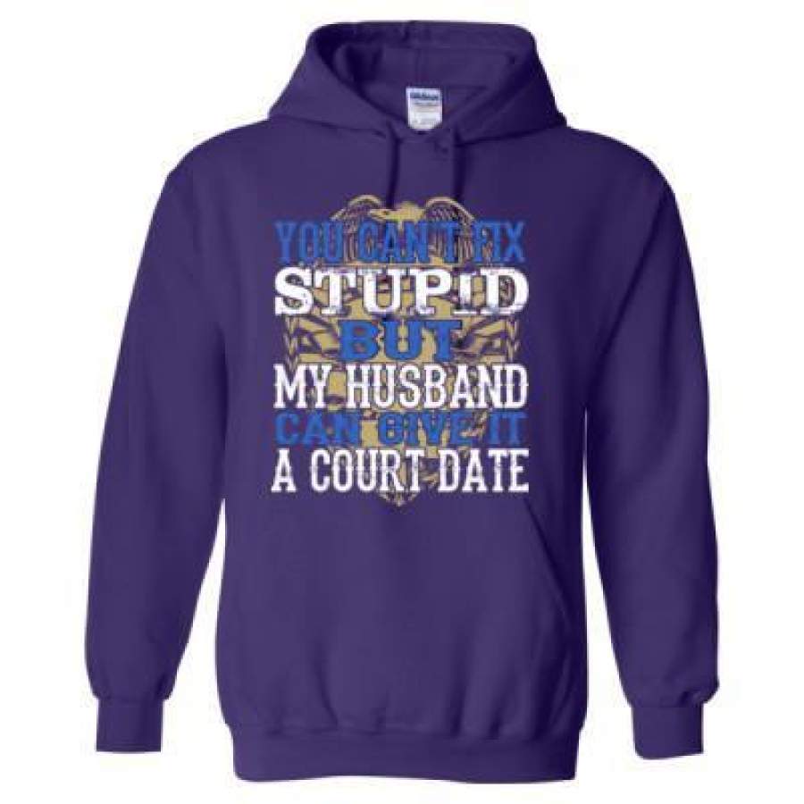 AGR You Cant Fix Stupid But My Husband Can Give It A Court Date – Heavy Blend™ Hooded Sweatshirt