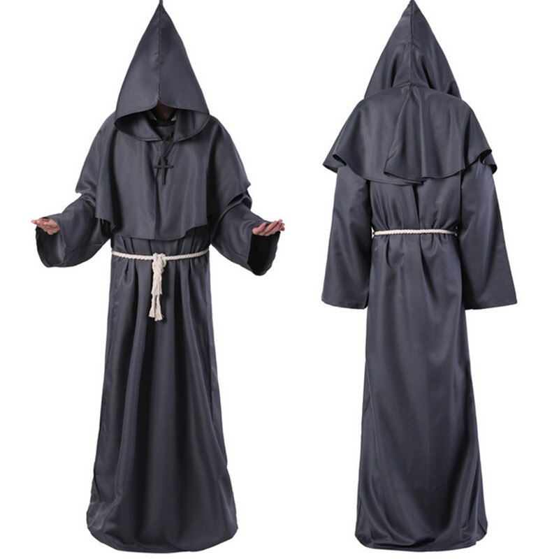 Wizard Halloween Cosplay Costume Medieval Monk Friar Robe Priest Costume Ancient Clothing Christian Men Women Clothes Suit New alx