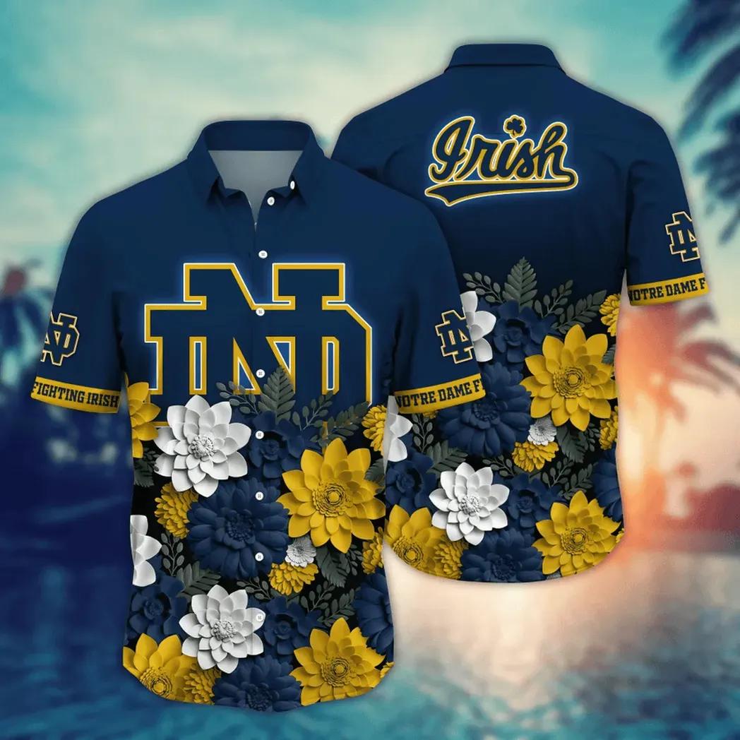 Notre Dame Fighting Irish Ncaa Flower Aloha Hawaiian Shirt 12, Ncaa Hawaiian Shirt
