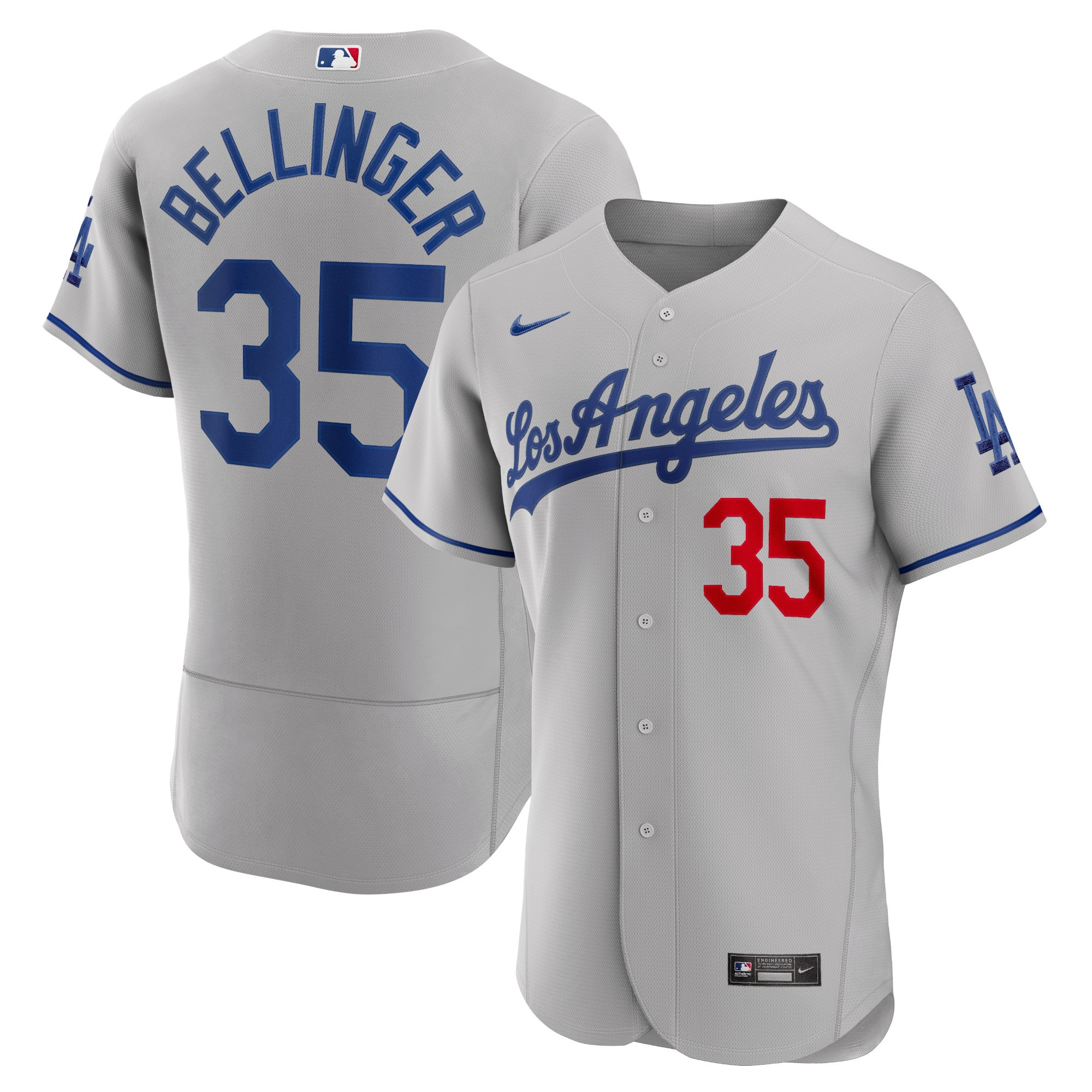 Cody Bellinger Los Angeles Dodgers Road Authentic Player Jersey Gray MLB