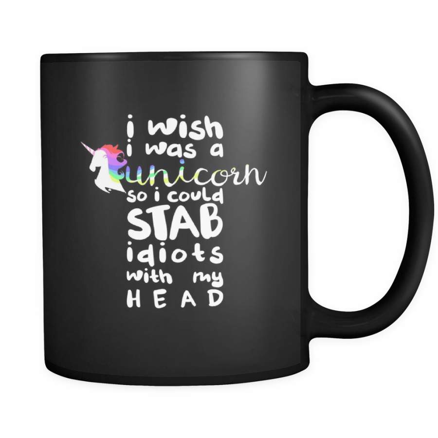 Wish I was a Unicorn Funny Humor Animal Black Mug