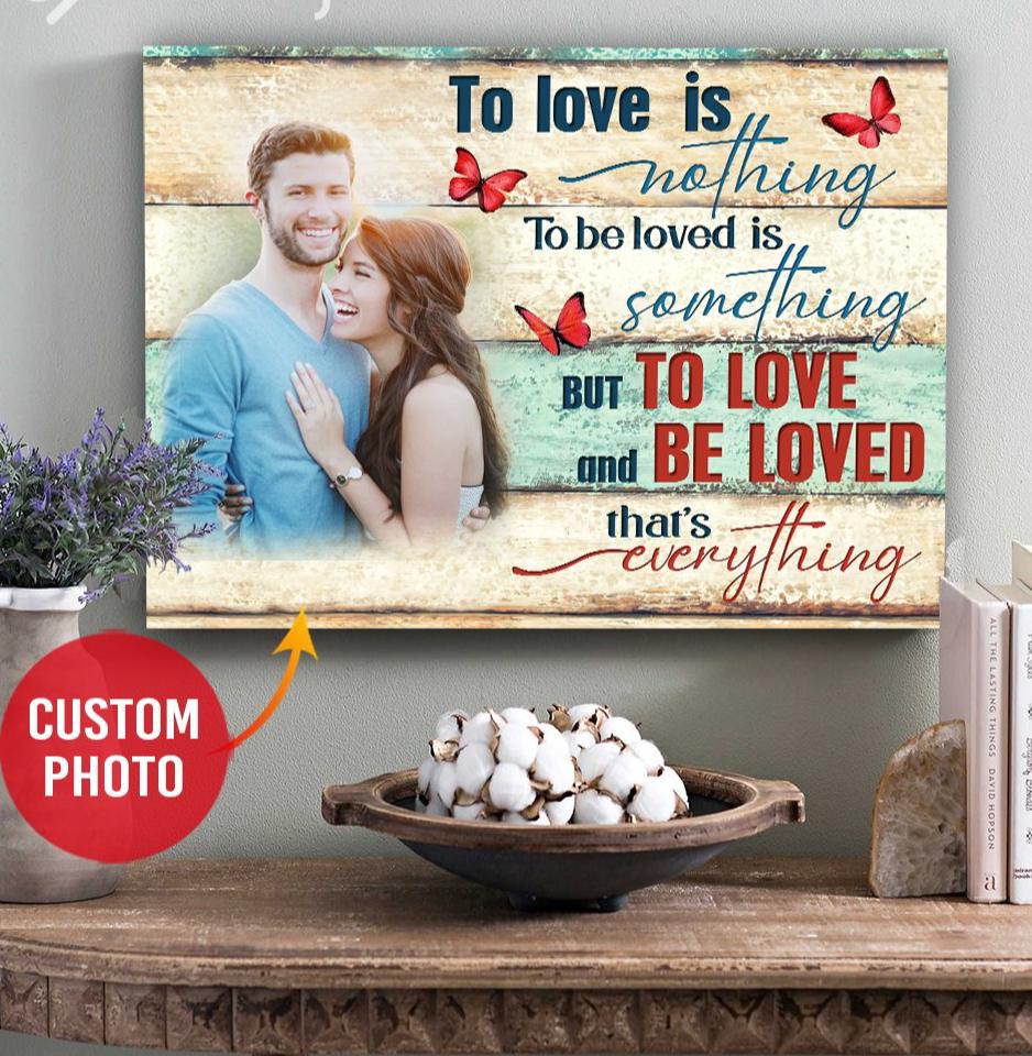 Personalized Photo Upload Yourself, Relatives Custom Canvas, Poster Wall Art Butterfly Gift Idea For Couple Wedding Anniversary