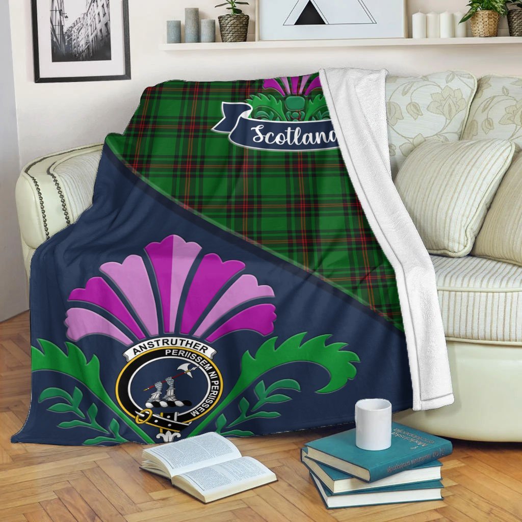 Anstruther Crest Tartan Blanket Scotland Thistle A30