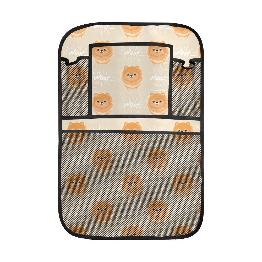 Cute Brown Pomeranian Puppy On Blue Car Seat Back Organizer