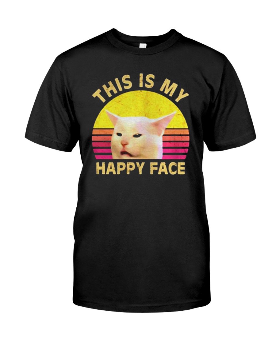 Yelling Cat This Is My Happy Face Vintage T-shirt