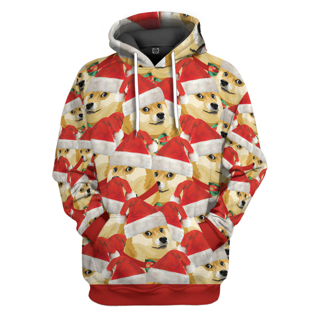 Mysticlife 3D Merry Christmas With Doge Custom Hoodie Tshirt Apparel